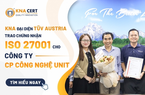 ISO ADMIN đại diện TÜV AUSTRIA trao chứng nhận ISO 27001 cho Công ty CP Công nghệ UNIT 